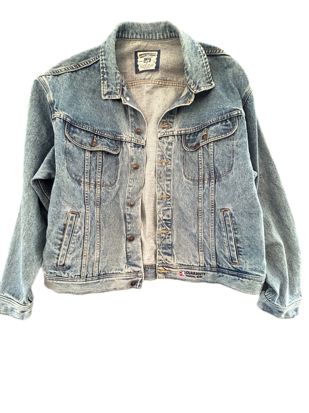 Vintage 90’s Lee Trucker Denim Jean Jacket Stonewash Light Blue 100% Cotton XL